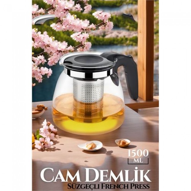 Renkmix 1500 Ml Süzgeçli French Press Cam Demlik