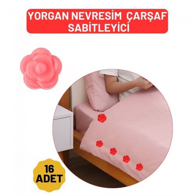 Yorgan çarşaf Kılıf Sabitleyici 16 Adet çiçek Model