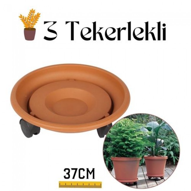 Renkmix Tekerlekli Saksı Altığı 37 Cm Coadura Design Kahve