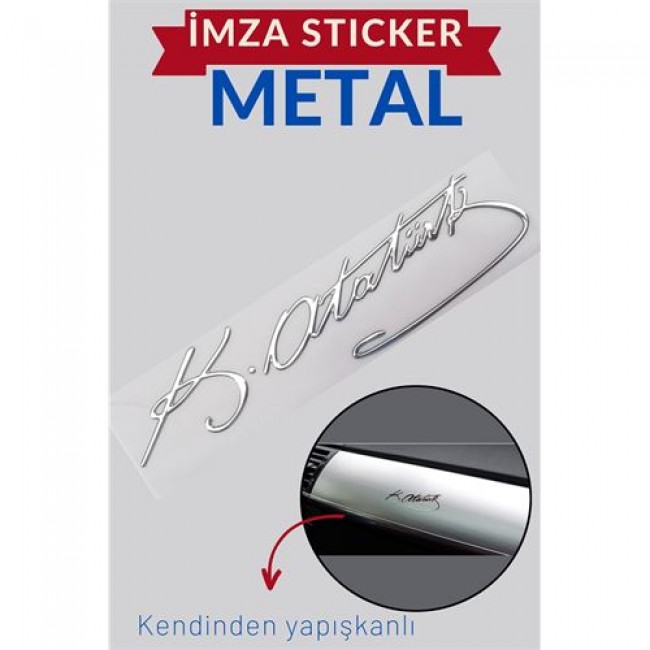 Renkmix Metal 8.5 Cm Atatürk İmzası Sticker