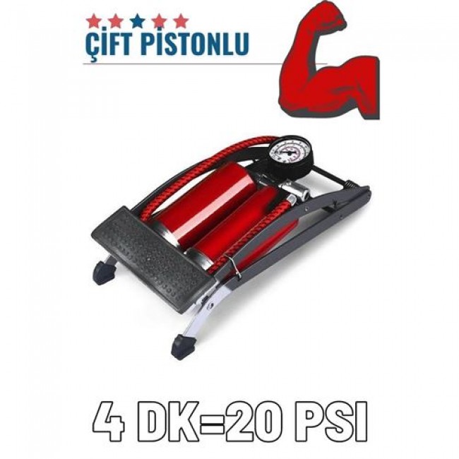 Ayaktan çift Pistonlu Lastik şişirme Pompası