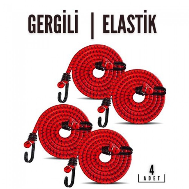 Gergili Bagaj Lastiği 2 Kancalı 4 Lü Paket