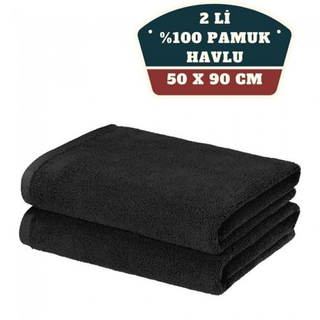 Renkmix 2li Mikrofiber El Yüz Spor Havlusu 50x90 Siyah