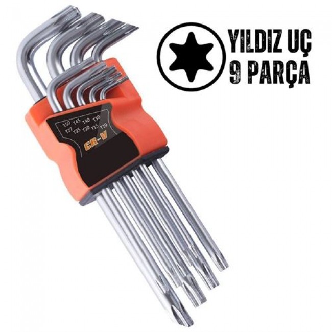 Renkmix Yıldız Torx Combination 9 Parça Alyan Seti