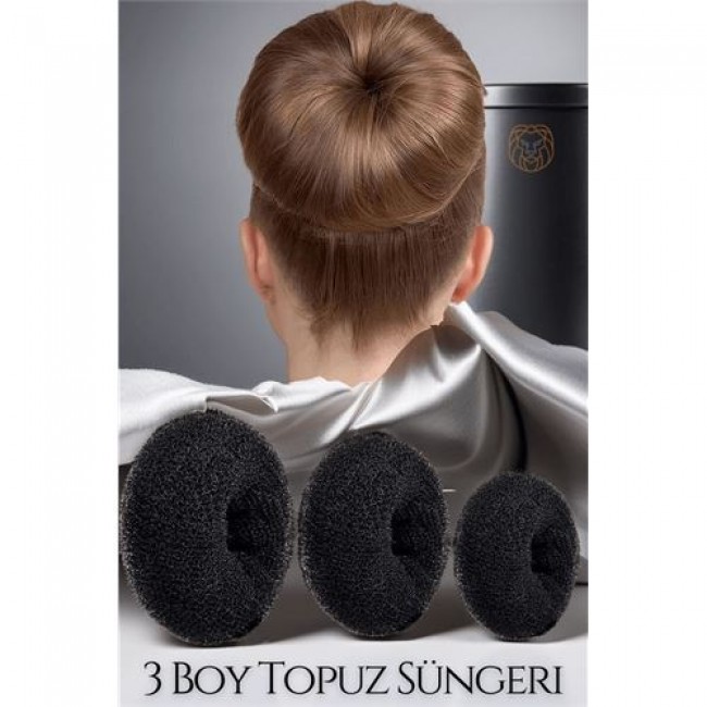 Renkmix Siyah Saç Topuz Süngeri 3 Boy Forero Design