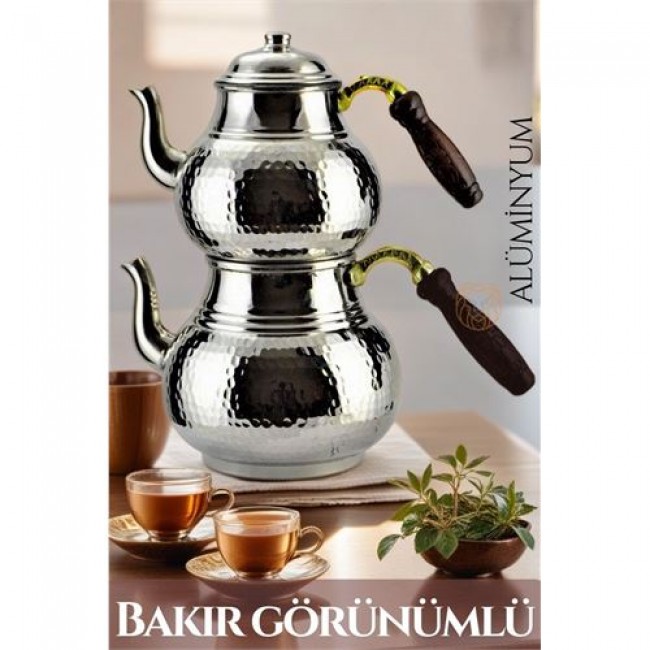 Renkmix çaydanlık Seti Bakır Görünümlü Alüminyum 750+1600 Ml