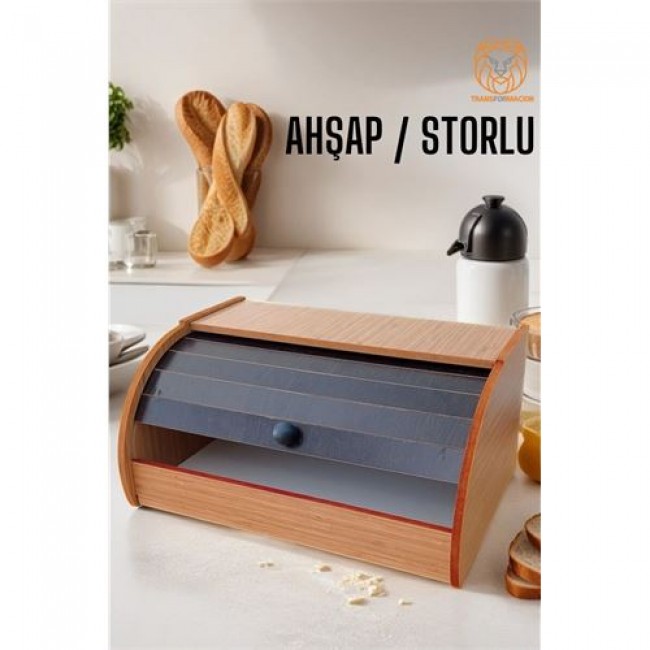 Ekmek Dolabı Storlu Ahşap Si̇yah Ahşap