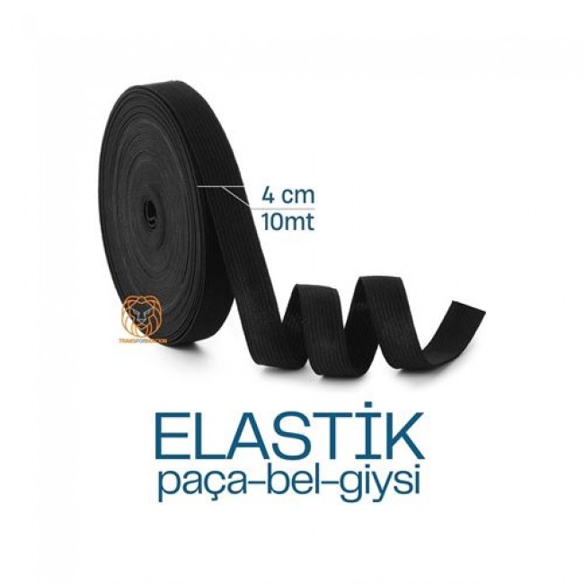 Yassı Bel Paça Giysi Lastiği 10 Metre 4 Cm Si̇yah