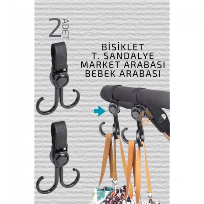 Renkmix Bebek Arabası Askısı Market Arabası Bisiklet T.sandalye Askısı 2 Adet