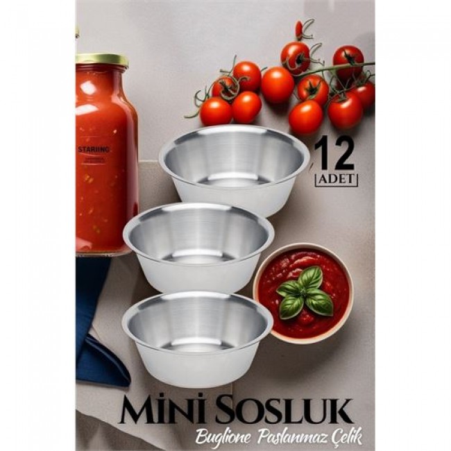 Renkmix 12 Adet Paslanmaz çelik Mini Sos Kasesi  719216  Toptan Paket