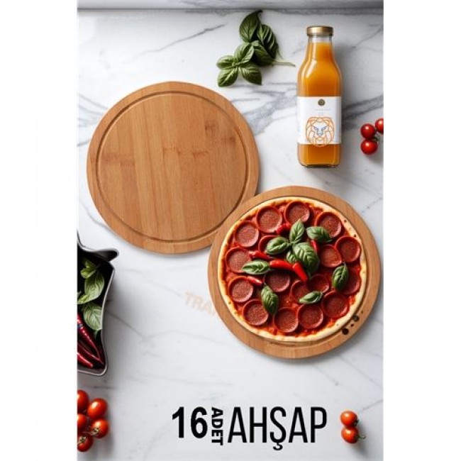 16  Adet Pizza Sunum Ve Kesim Tahtası  719916