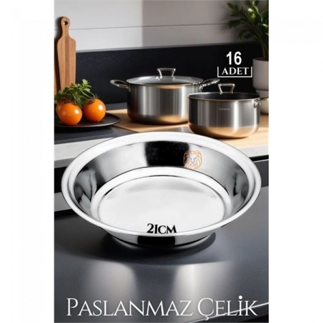 16 Adet 21 Cm  Tabak Seti Paslanmaz çelik B.caprio Design 719554