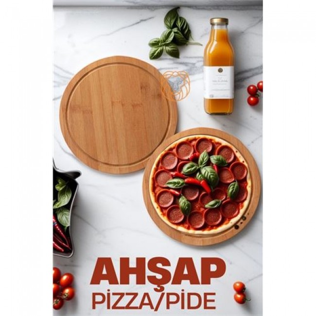 4 Adet Pizza Sunum Ve Kesim Tahtası 719342