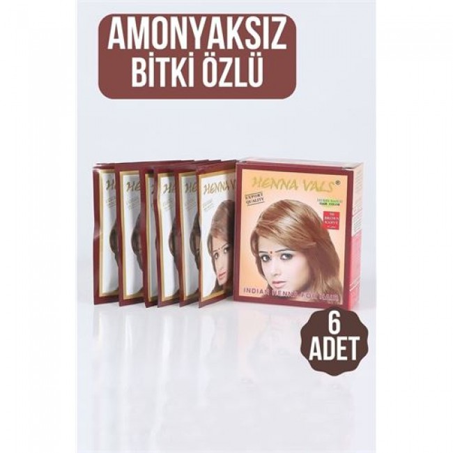 Kahverengi Amonyaksız Bitki özlü 6 Lı Paket Saç Kınası