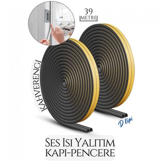 D Tip Kapı Pencere Ses Isı Yalıtım Bandı Epdm Kauçuk 39 Metre