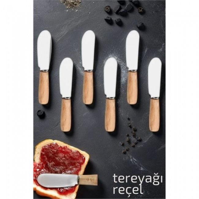 Tereyağı Reçel Spatulası 6 Adet Ahşap çelik