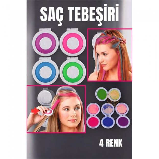 Renkmix 4 Renk Geçici Saç Tebeşir Seti