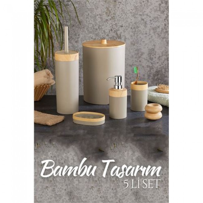 Renkmix 5 Li Banyo Seti Bambu Design Latte