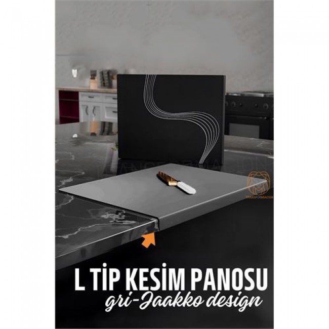 Köşeli Kesim Panosu Gri̇ Kesim Tahtası Jaakko Design