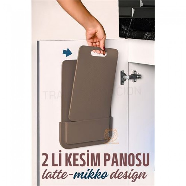 Renkmix 2 Li Kesim Panosu Stantlı Yapışkanlı Kesim Tahtası Latte Mikko Design