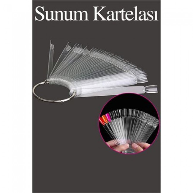 200 Adet Takma Tırnak Sunum Kartelası şeffaf 718553