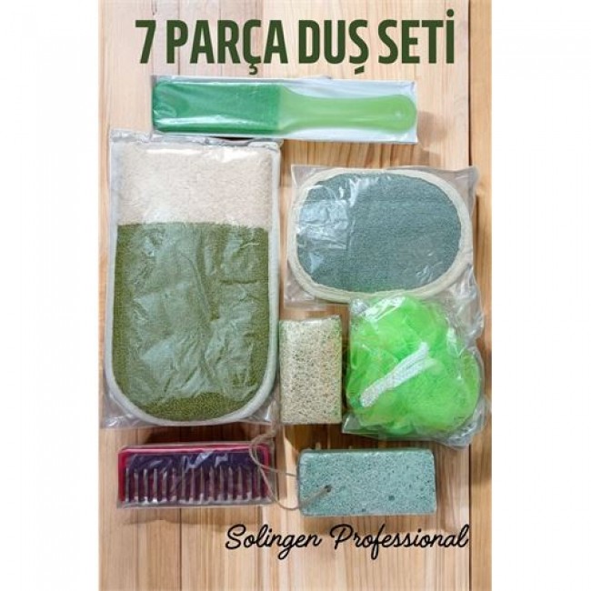 7 Parça Banyo Duş Seti Kese Lif Sabun Törpü Tarak Seti Solingen Professional