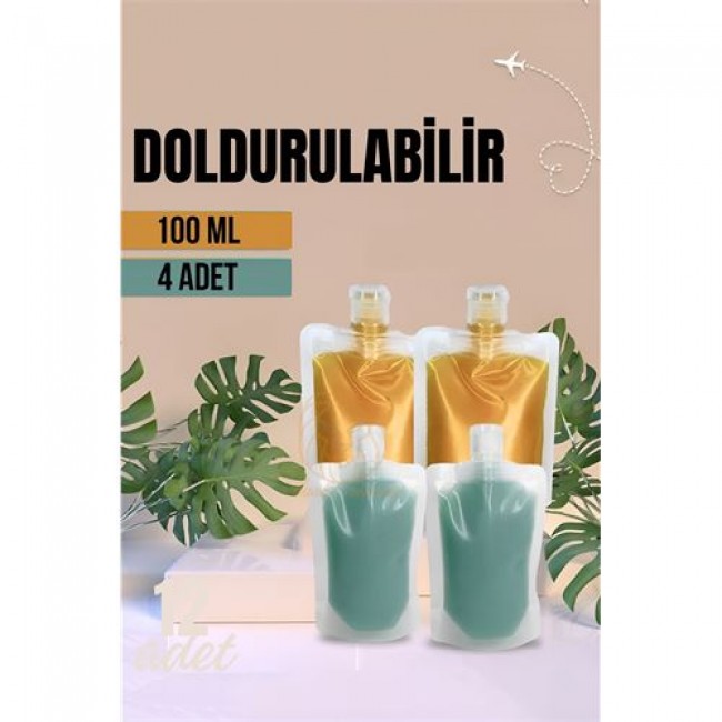 Doldurulabilir Krem şampuan Kabı Tekrar Kullanılabilir Set 4 Adet