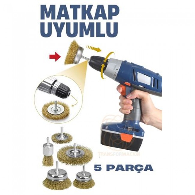 Matkap Uyumlu Saçaklı Pimli Tel Fıça Fırça Seti 1/4 Inç