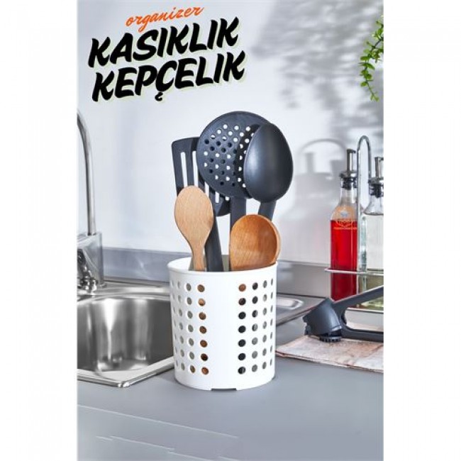 Kaşıklık Kepçelik Organizer Beyaz