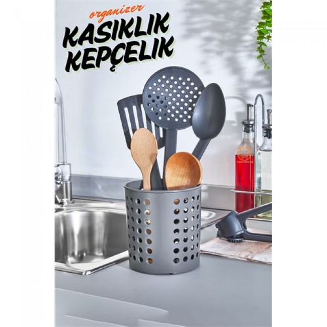 Kaşıklık Kepçelik Organizer Gri̇