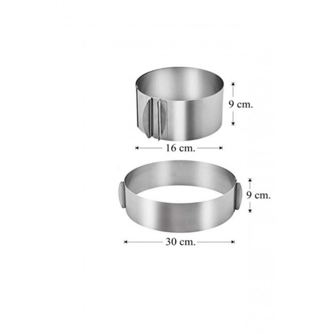 İndirimde Kek kalıbı -  ayarlanabilir kelepçeli yuvarlak paslanmaz metal